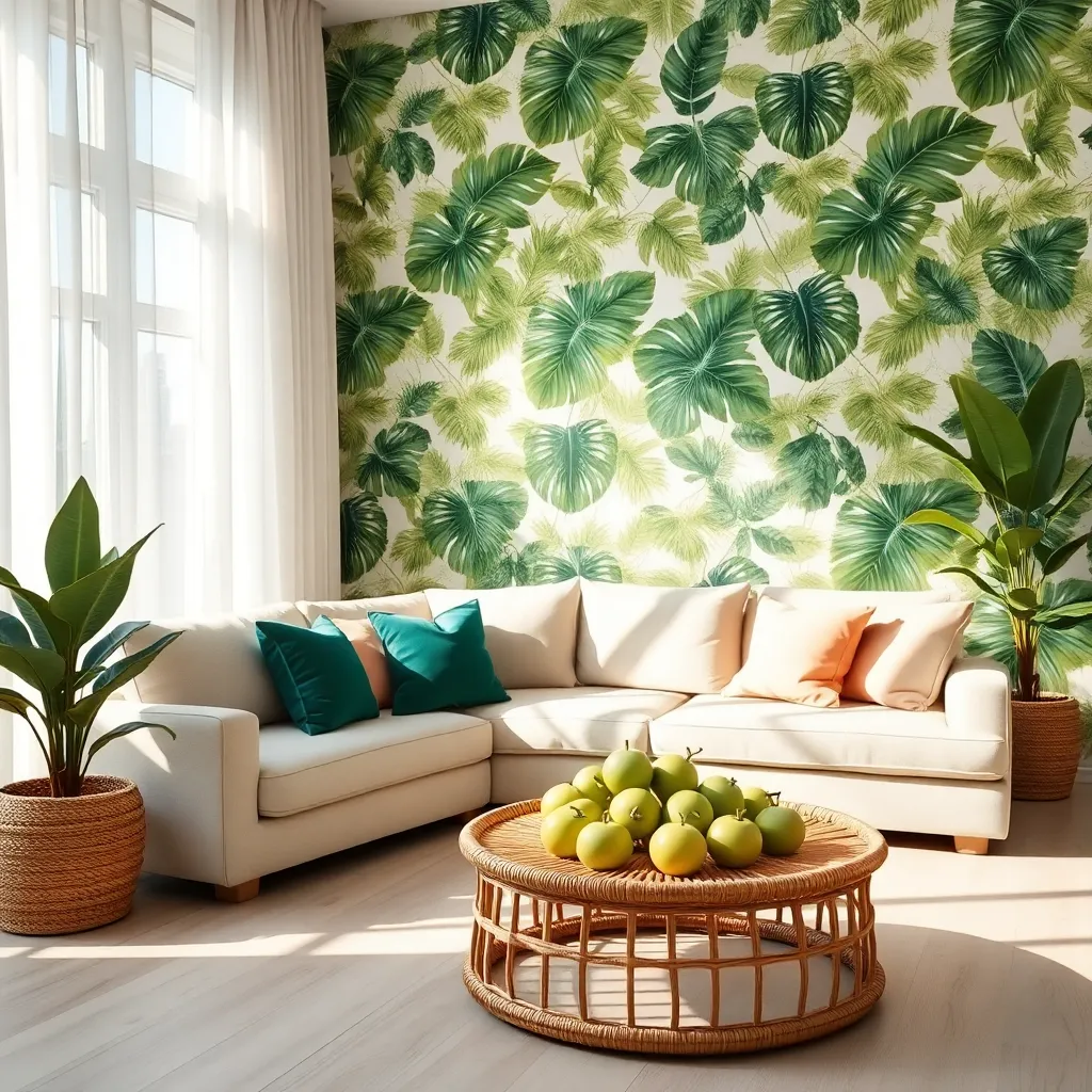 Tropical Leaf Print Wallpaper (Vibrant Wall Statement)