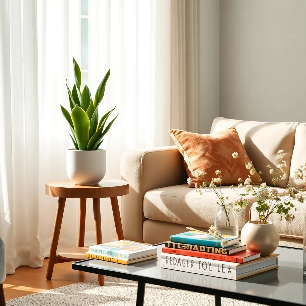 Accent Tables with Plant Arrangements