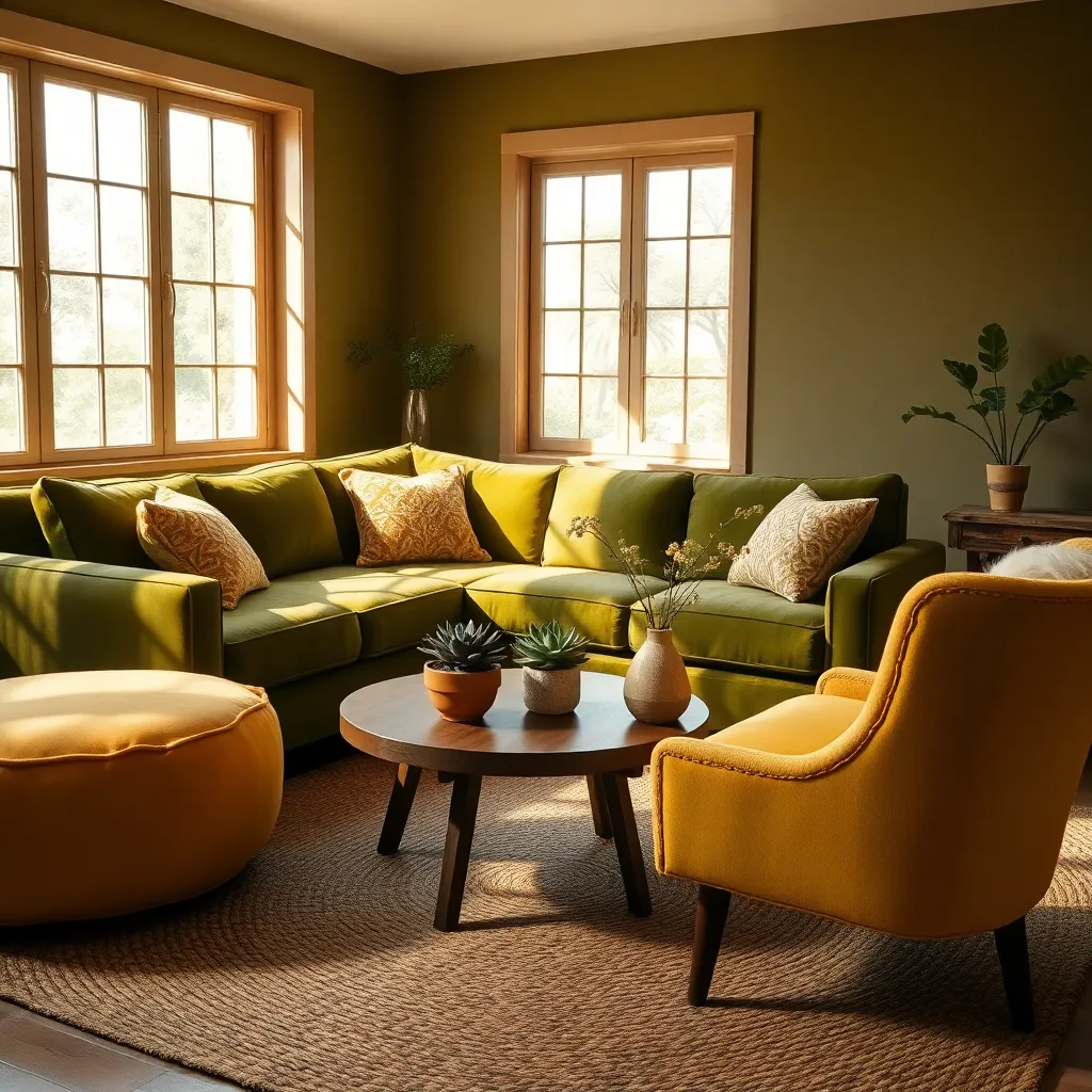 Olive Green & Mustard Yellow (Earthy Richness)